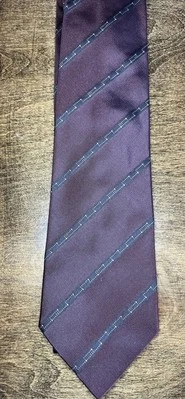 Vintage Authentic Gucci Men's Tie ~ Deep Burgundy/Purple W/ Black Stripes ~ EC - Image 1 of 4