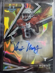 Xavier Worthy AUTO 2022 #BAXW Bowman Best University Gold Lava Refractor/75 - Imagen 1 de 2
