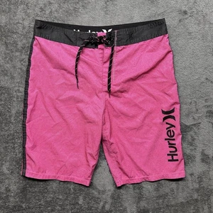 Hurley Phantom Board Shorts Mens 31 Neon Pink Pinstripe Swim Trunks Beach Pocket - Picture 1 of 11