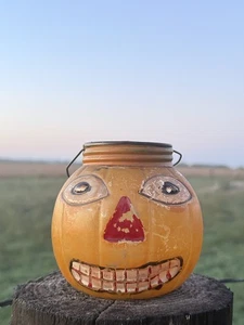 SELTENE antike HALLOWEEN Glas KÜRBIS JOL (Jack-O-Laterne) SÜSSIGKEITEN BEHÄLTER - Bild 1 von 11