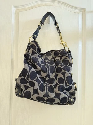 Coach Denim Bag Vintage Hobo Y2K Carly Shoulder Purse Blue logo READ - Image 1 of 4