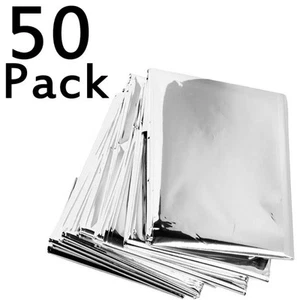 Macarrie 50 Pack Emergency Mylar Thermal Blankets, Individually Sealed 52"x 82" - Picture 1 of 9