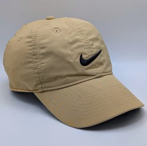 Nike Center Swoosh Strap Back Dad Hat Adjustable Beige Tan Cap VTG Y2K Vintage - Picture 1 of 6