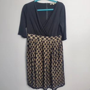 Abito premaman Kimi + Kai The Liliana nero e oro a pois pizzo sovrapposto L  - Foto 1 di 15