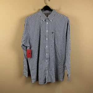 Southern Proper Button Down Shirt Mens XXL Blue White Check L/S Cotton NWT - Picture 1 of 13