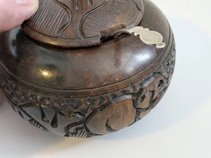 Antiguo carrito de té tallado en ébano azucarero plata sello tamiz cuchara 1892 - Imagen 1 de 20