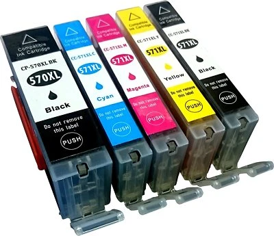 5 Non-OEM For Canon Pixma PGI570XL CLI571XL MG6850 MG6851 MG6852 Ink Cartridges - Image 1 of 4