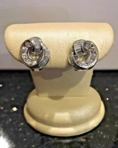 Charles Krypell Platinum Diamond Earrings 1.76 ctw Clip Or Post Backs #2398-PL - Picture 1 of 11