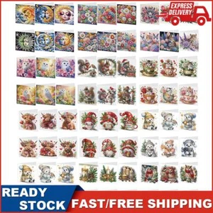 6Pcs Flower Leopard Rhinestone Painting Card Kit Diamond Painting Greeting Card - Picture 1 of 36