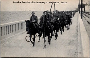 WW1 Cavalry Crossing Causeway Galveston Texas TX Army Postcard Stratton TN S220 - Picture 1 of 2