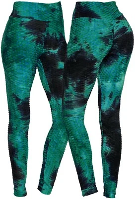 Leggings Tie Dye Entrenamiento Botín Levantamiento de Glúteos Cintura Alta Burbuja Texturizada Scrunch Butt Foto 1 de 2