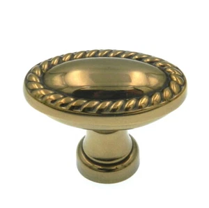 P104 Sherwood Antique Brass Solid Brass 1 3/8" Cabinet Knobs Keeler Annapolis - Picture 1 of 4