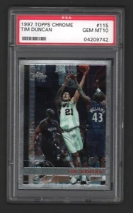 Tim Duncan Spurs 1997 Topps Chrome Rookie Card Rc #115 PSA 10 Gem Mint X742 READ - Picture 1 of 2
