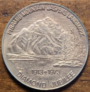 1973 Jasper Kanada Pyramide Berg Diamant Jubiläum Dollar Münze Medaille Token - Bild 1 von 4