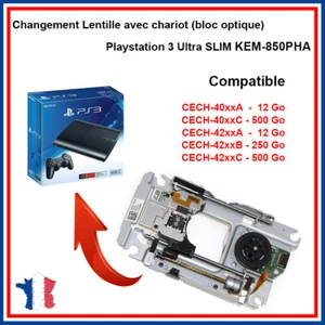Lentille avec chariot (bloc optique) Sony Playstation 3 ULTRA SLIM KEM-850PHA - Imagen 1 de 12