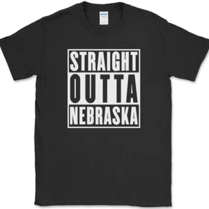 Straight Outta Nebraska T-Shirt Funny State Humor Gift Novelty Text Tee - Picture 1 of 10