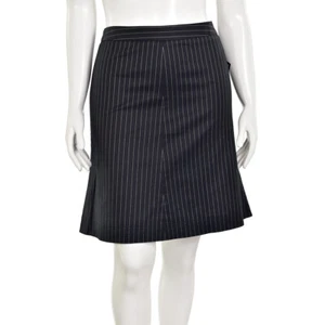 Armani Collezioni Black Pinstriped A-Line Cotton Skirt sz 12 - Picture 1 of 6
