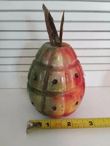 Frühe italienische Alabaster Stein Obst Ananas handgeschnitzt Echtholz Stängel Blätter - Bild 1 von 12