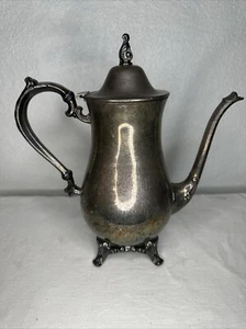 Vintage Oneida Silver Plated Footed Coffee Tea Pot 10.75in Hinged Teapot - Picture 1 of 12