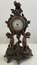 1891 Antique Jennings Brothers Cherub Clock Bronzed 10” Working W/Issues Read