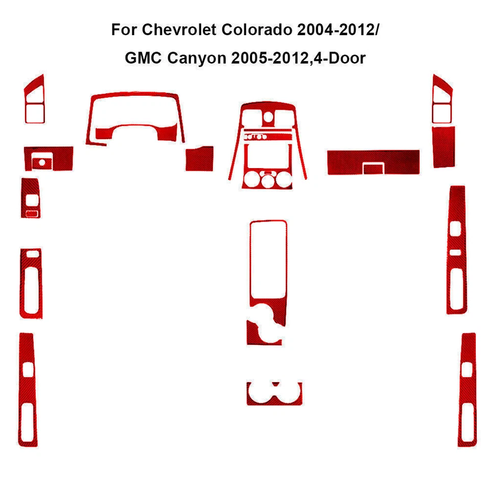 Kit de tampa interior completo acabamento 25 peças fibra de carbono vermelha 4 portas Colorado/Canyon - Imagem 1 de 4