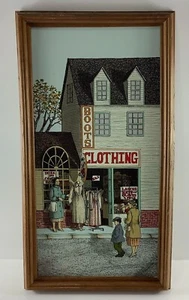Signed H. Hargrove Boots Clothing Store Canvas Painting Print 14.5" W x 26.5" H - Picture 1 of 13