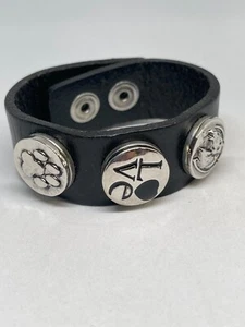Ginger Snaps Black Leather Bracelet with Stud Charms - Picture 1 of 2