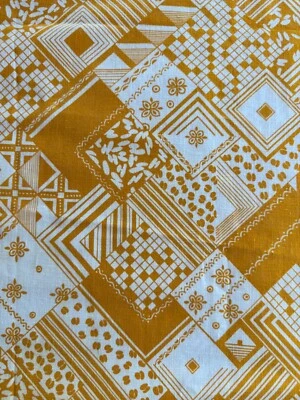 2 2/3 yds x 42” Vintage Golden Yellow Geometric Patterns Cotton Fabric - Image 1 of 4