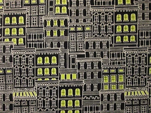 NYC NEW YORK CITY BUILDINGS LIGHTS GREY COTTON FABRIC FQ - Picture 1 of 3