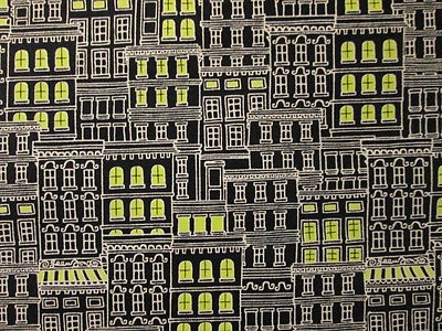 NYC NEW YORK CITY BUILDINGS LIGHTS GREY COTTON FABRIC FQ - Image 1 of 3