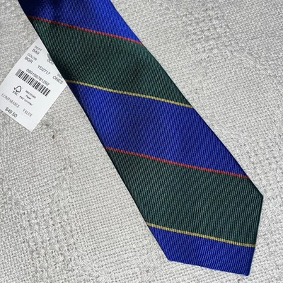 J. Corbata de vestir Crew para hombre talla 57” 2,5” azul verde rayas negocios formal nueva con etiquetas Foto 1 de 4