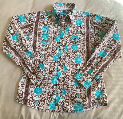 女牛仔五金佩斯利棕色/麦色珍珠扣长袖衬衫 - 女孩 10/12 — 第 1/4 张图片