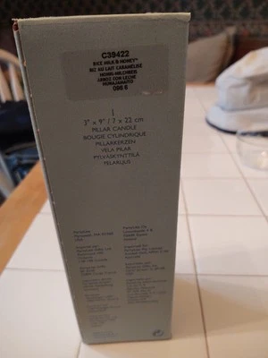 Party Lite 3x9 Rice Milk & Honey Pillar Candle  - Image 1 of 2