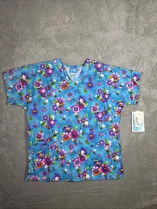 Women's Scrub H.Q. Short Sleeve Scrub Top Size S Spring Print, Bees, Flowers  - Picture 1 of 7