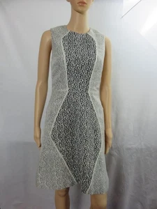 Lela Rose Gray & Black Sleeveless Lined Sheath Dress Trimmed In Silk Sz 4 - Picture 1 of 7