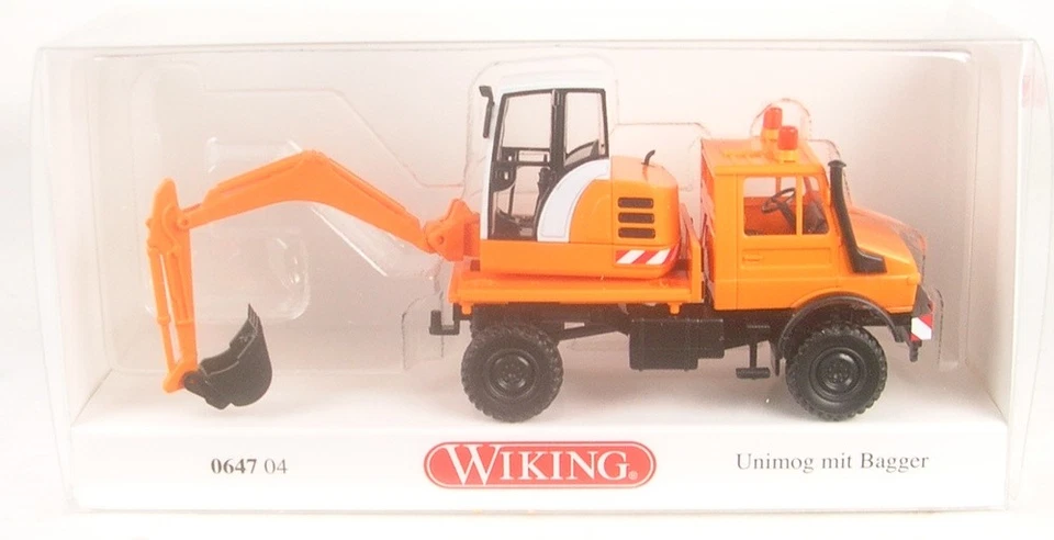 Mercedes-Benz Unimog Con Escavatore (Arancione Comunale) 1975-1993 1:87 Wiking - Immagine 1 di 1