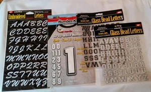 Buchstaben und Zahlen zum Aufbügeln Glasperlen Buchstaben, gestickte Buchstaben, Zahlenset - Bild 1 von 5