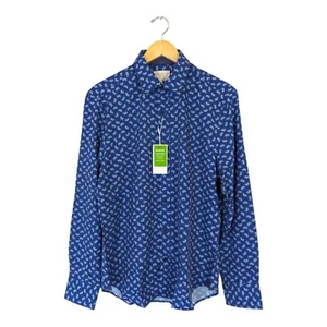 CON.STRUCT Herren Medium Slim Blau Paisley Knopfleiste Langarm Hemd Stretch Neu - Bild 1 von 6