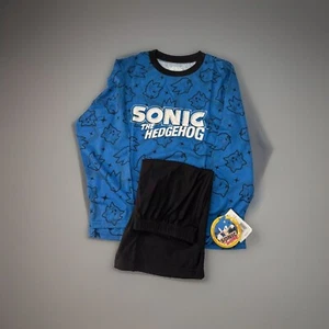Sonic the Hedgehog Pajamas Set Shorts T Shirt Pants Boys 14 SEGA - Picture 1 of 4