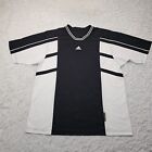 Mens Adidas Black White Striped Soccer Referee Short Sleeve Jersey Size XL