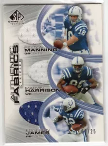 2004 SP Game Used Edition Auth Fabric Triples #MHJ Manning Harrison James /25 - Picture 1 of 2