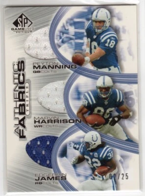 2004 SP Game Used Edition Auth Fabric Triples #MHJ Manning Harrison James /25 - Image 1 of 2