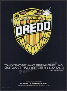 JUDGE DREDD - Original 1991 impresión comercial anuncio/promoción de juguetes _ Fleetway _ logotipo de insignia - Imagen 1 de 1