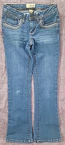 Mudd Girsl Jeans Size 10 Adjustable Waist Embellished Lace Embroidered Flared - Picture 1 of 5