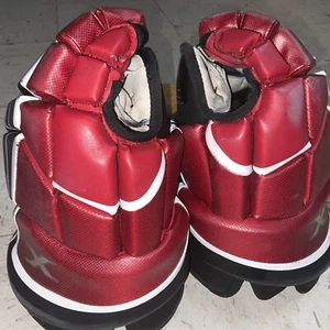 NIKE DRI-FIT BAUER VAPOR X 14" JUNIOR ICE HOCKEY GLOVES 36CM BLACK RED WHITE - Picture 1 of 3