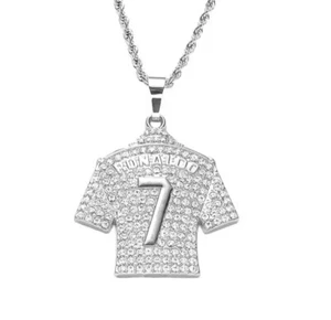 CR7 Ronaldo Fans Pendant Silver Plated Crystals Football Fan Gift New - Picture 1 of 3
