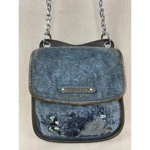 Juicy Couture Gray Velvet Crossbody Bag Chain Strap Applied Sequins and Beads - Picture 1 of 11