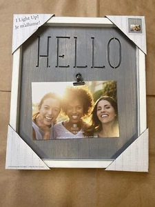 Picture Frame "Hello" -Lights Up- holds a 4x6 Photograph. - Picture 1 of 3