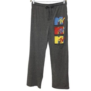 VIACOM MTV Grey Lounge Jogger PJ Pants Mens Large Color Block Logo 80s 90s Video - Picture 1 of 12