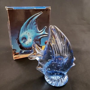 Burbujas controladas de cristal azul peces de vidrio artístico de colección Poisson Action Industries - Imagen 1 de 12